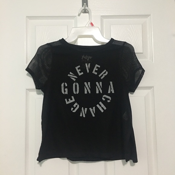 y2k slightly cropped mesh black and white shirt - Picture 1 of 3